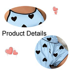 women's heart print pajama set in blue, soft cotton fabric for comfortable sleep