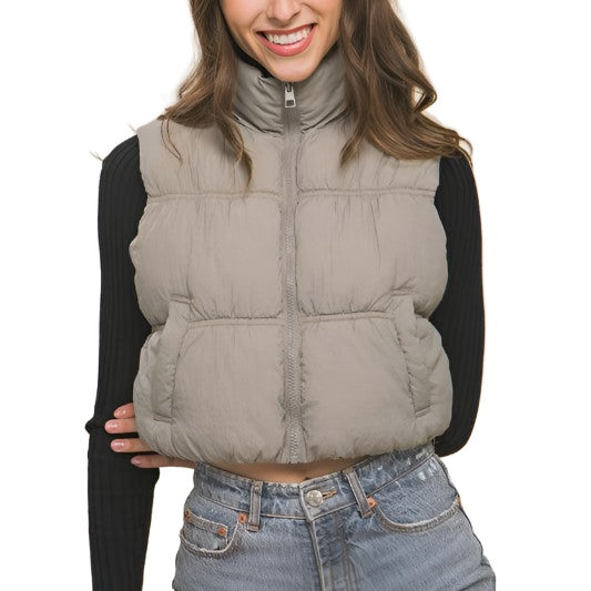 Women's Coats & Jackets Womens High Neck Cropped Puffer Vest