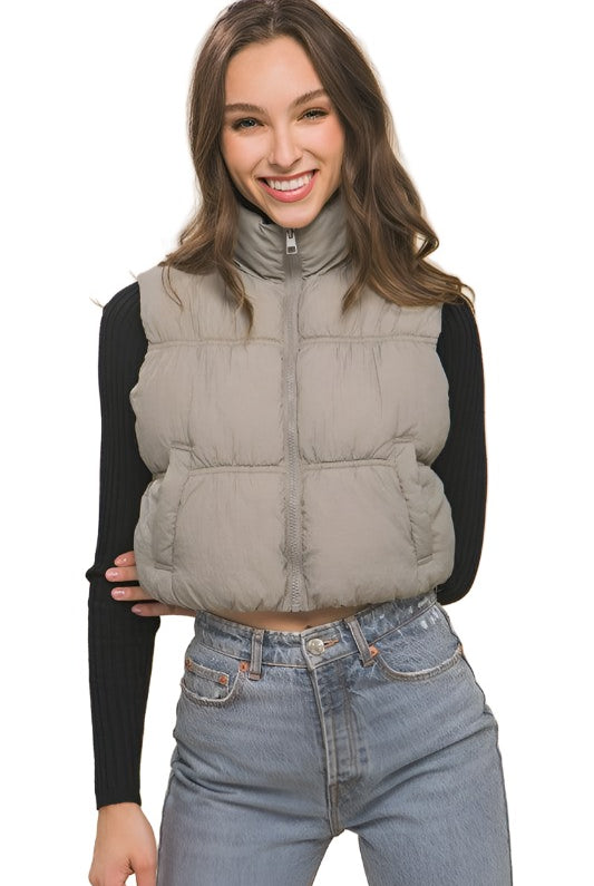 Women's Coats & Jackets Womens High Neck Cropped Puffer Vest