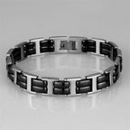 VacationGrabs women's high polished bracelet featuring a sleek metal design with black accents