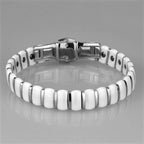 VacationGrabs women's high polished bracelet in white and silver, featuring a sleek and modern design