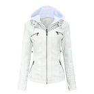 Women's Coats & Jackets Womens Hooded PU Leather Jacket Two-Piece Set Detachable Hood
