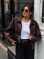 Women's jacket puffer in burgundy, stylish for casual outings
