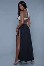 Black women's swimwear cover-up with stylish split design for beach outings