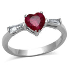 women's jewelry heart-shaped ruby ring with silver band