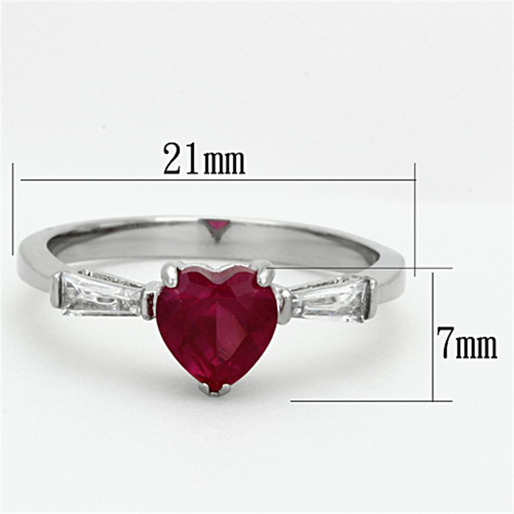 Women's jewelry heart-shaped ruby ring with silver accents
