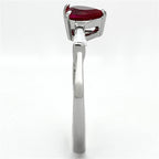 Women's jewelry silver ring with a dazzling red gemstone