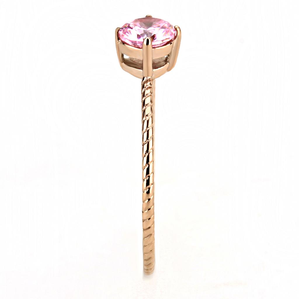 Women's jewelry rose gold ring with pink gemstone, elegant design