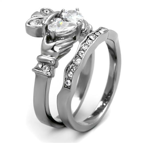 Women's jewelry silver ring set with cubic zirconia, elegant design for special occasions