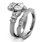 Women's jewelry silver ring set with cubic zirconia, elegant design for special occasions