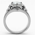 Women's silver ring with sparkling gemstones, perfect for elegant occasions