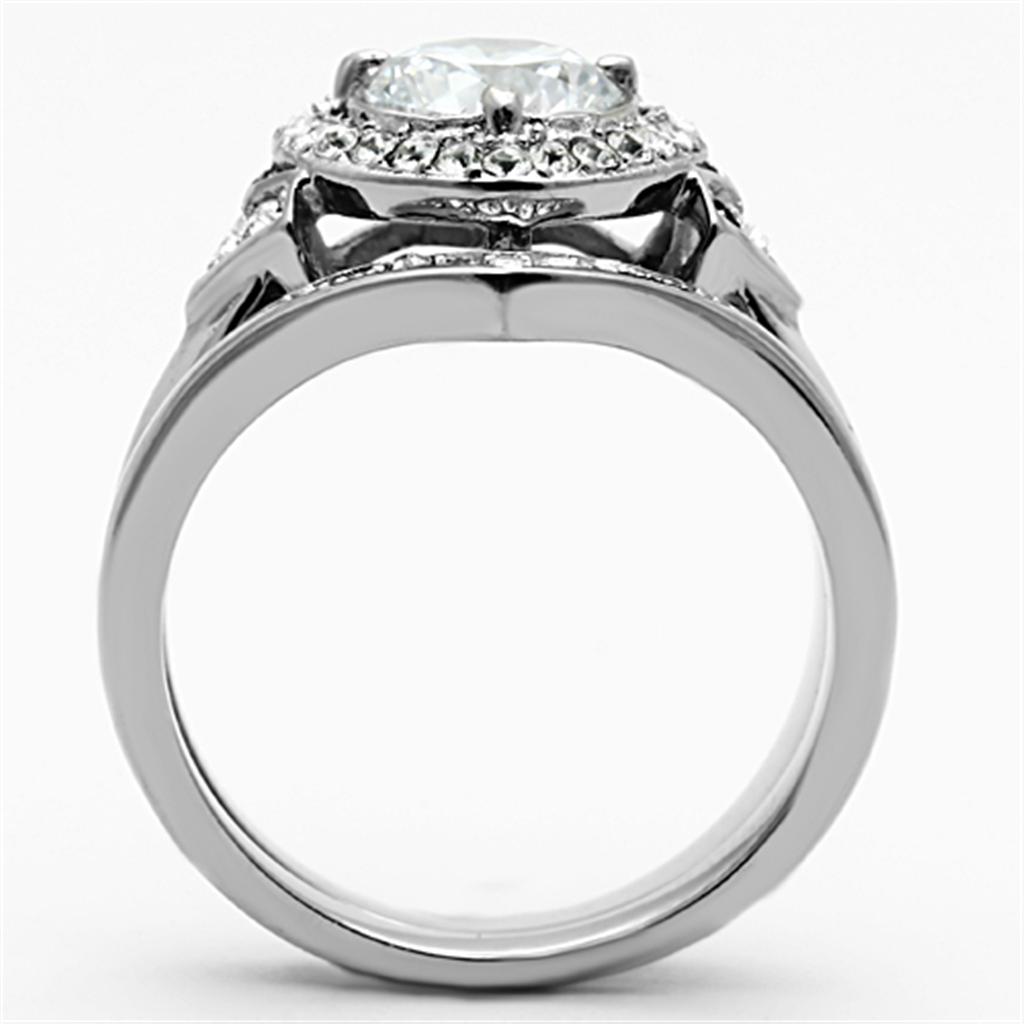 Women's silver ring with sparkling gemstones, perfect for elegant occasions
