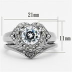 Women's silver heart-shaped ring with sparkling stones, elegant jewelry