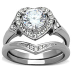 Women's jewelry heart-shaped ring set with sparkling stones