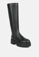 London Rag International women's knee high boots in black with chunky sole for stylish winter wear