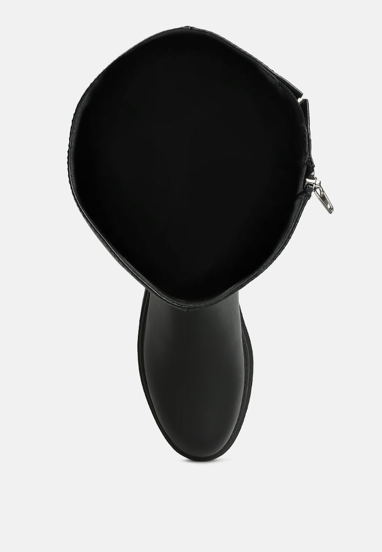 London Rag International women's knee high boots in black showing the interior view