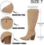 Womens Knee High Fall Boots 2026 Suede Tall Boots Party Dress Zip – back view
