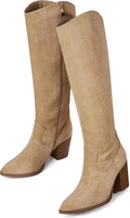 Womens Knee High Fall Boots 2026 Suede Tall Boots Party Dress Zip – toe close-up