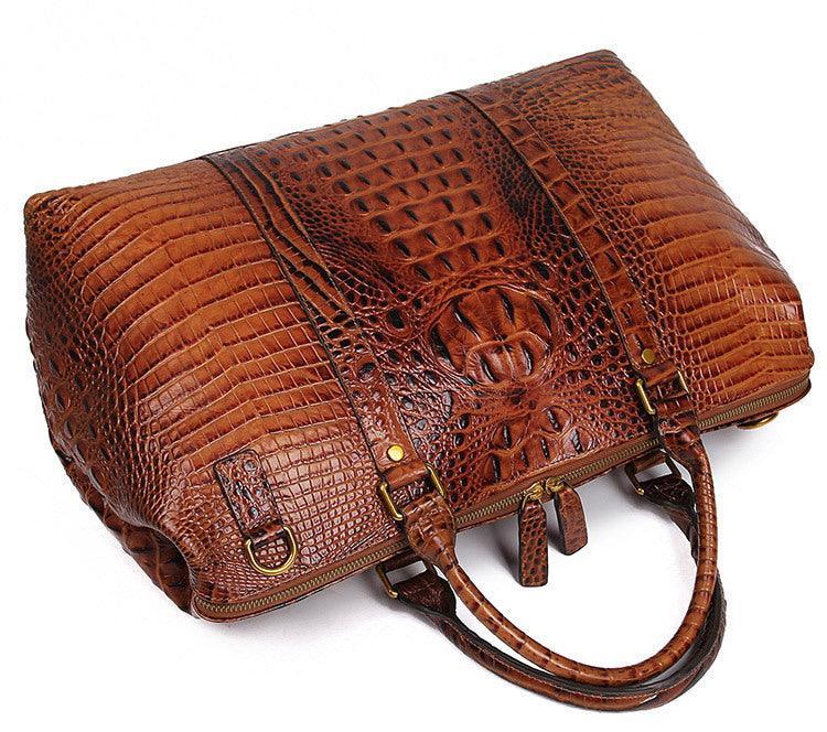  Womens Large Brown Genuine Leather Textured Shoulder Handbag