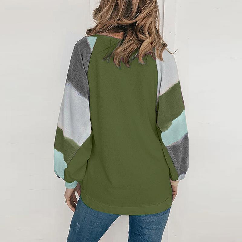 Women's Shirts Womens Long Sleeve Color Block Top Pullover Tunic