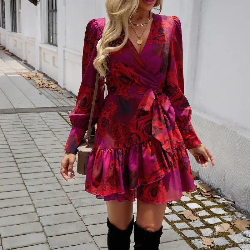 women's long sleeve summer dress in floral print, perfect for casual outings