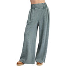 VacationGrabs women's loungewear travel pants in gray with wide legs and elastic waist
