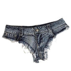 women's low waist denim shorts in distressed blue for casual summer wear