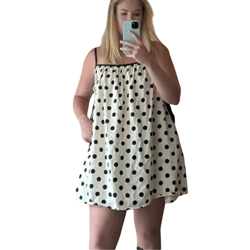 Polka Dot Mini Dress for Women - Vacation Essential