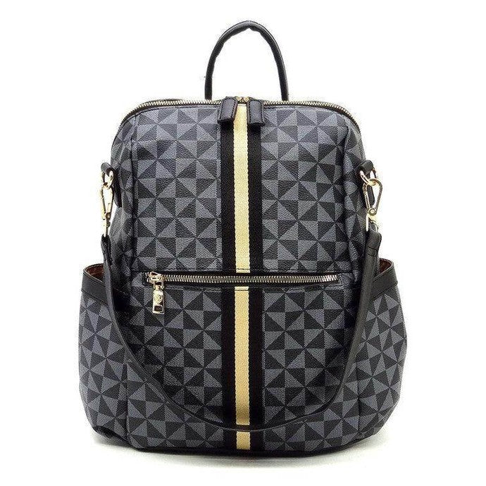 Womens Monogram Striped Convertible Backpack - VacationGrabs
