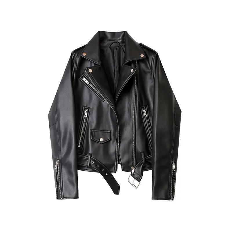 Women's Coats & Jackets Womens Motorcycle Jackets Pu Leather Detachable Belt