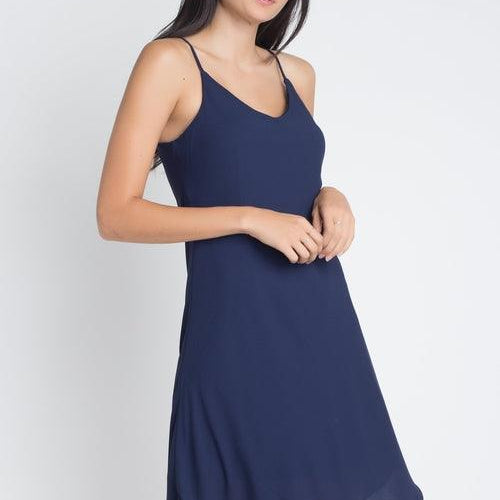 Women's Dresses Womens Navy Blue Sleeveless Flowy Dress Spaghetti Straps