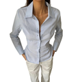 Vacation-Ready Womens Button Down Shirt with Stripes