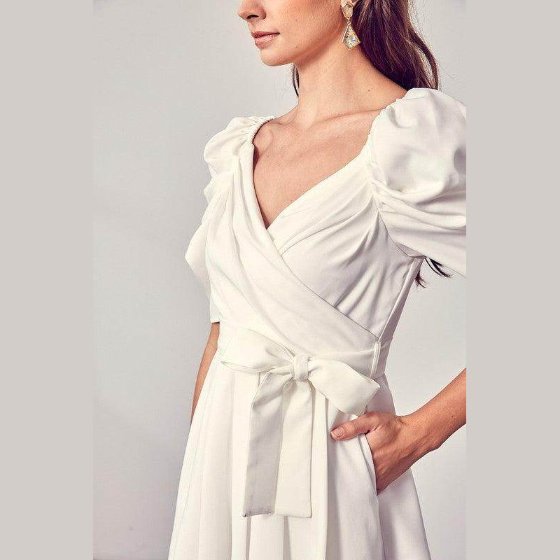 Womens Off White Wrap Front Side Tie Romper - VacationGrabs