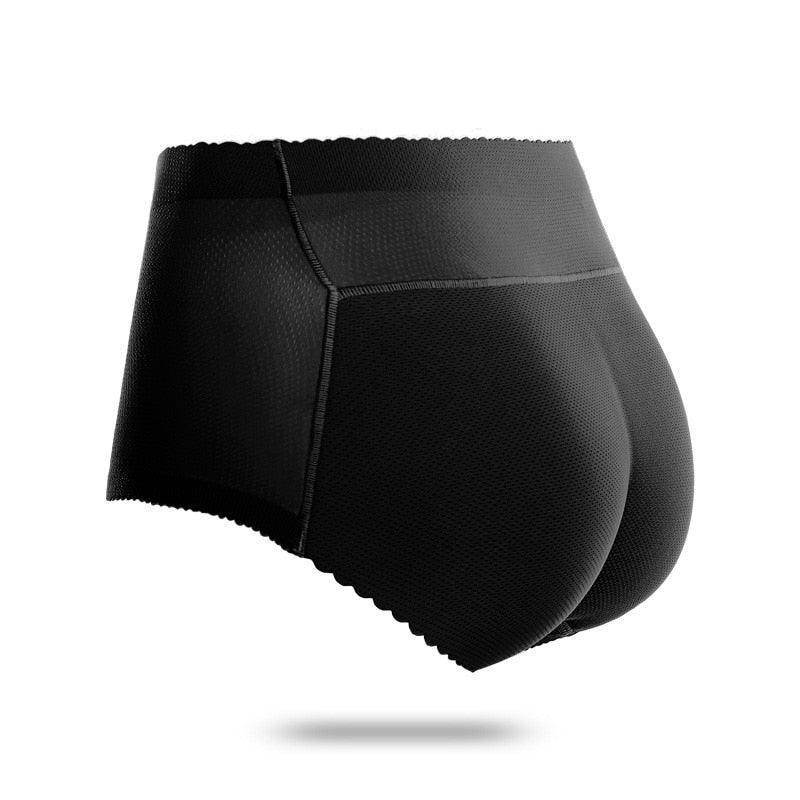 Black women's padded hip enhancer shapewear for added volume and support under clothing