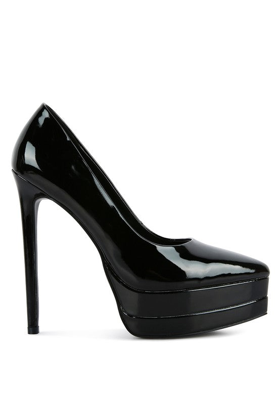 Rag Company women's patent high heel sandals in glossy black