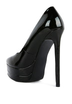 women's patent high heel sandals in black for elegant evening wear