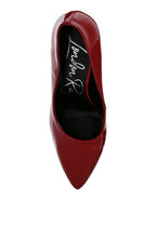 Red women's patent high heel sandals, perfect for elegant occasions