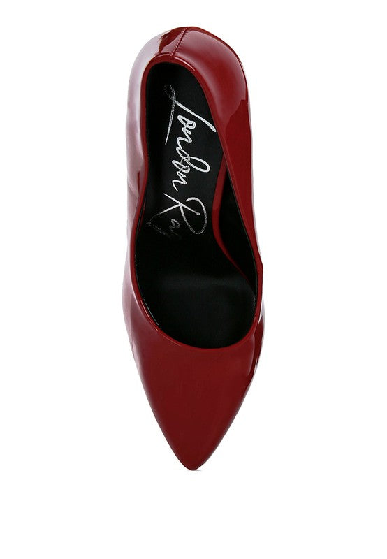 Red women's patent high heel sandals, perfect for elegant occasions