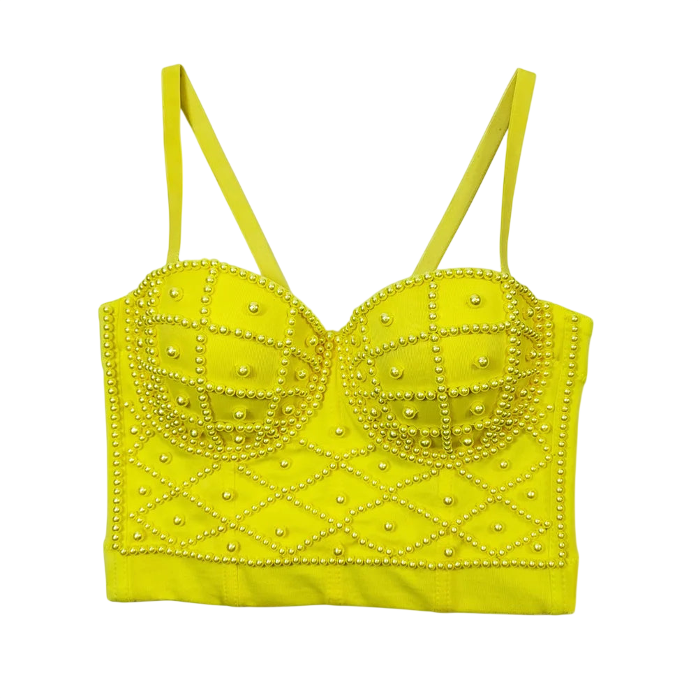Women's Pearl Embellished Crop Top for Trendy Style