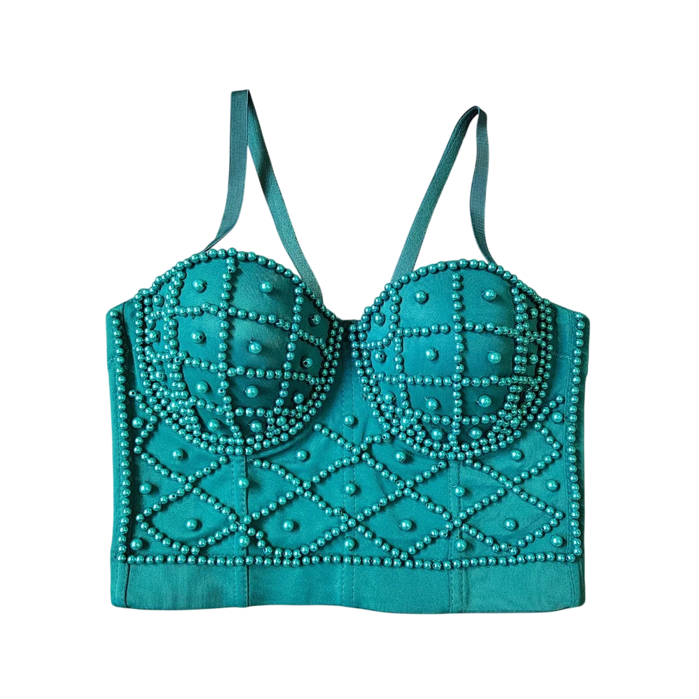 Women's Pearl Embellished Crop Top for Trendy Style