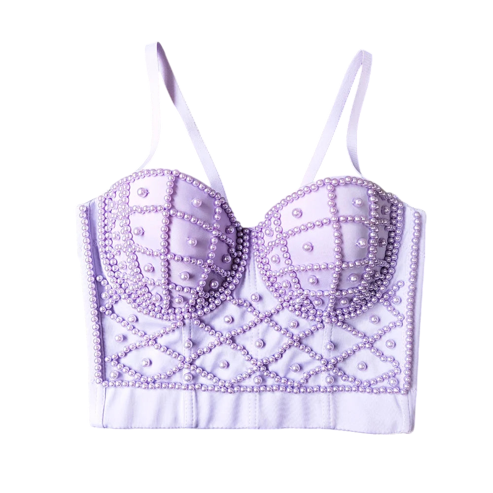 Women's Pearl Embellished Crop Top for Trendy Style