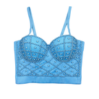 Crop top orné de perles pour femme, style tendance