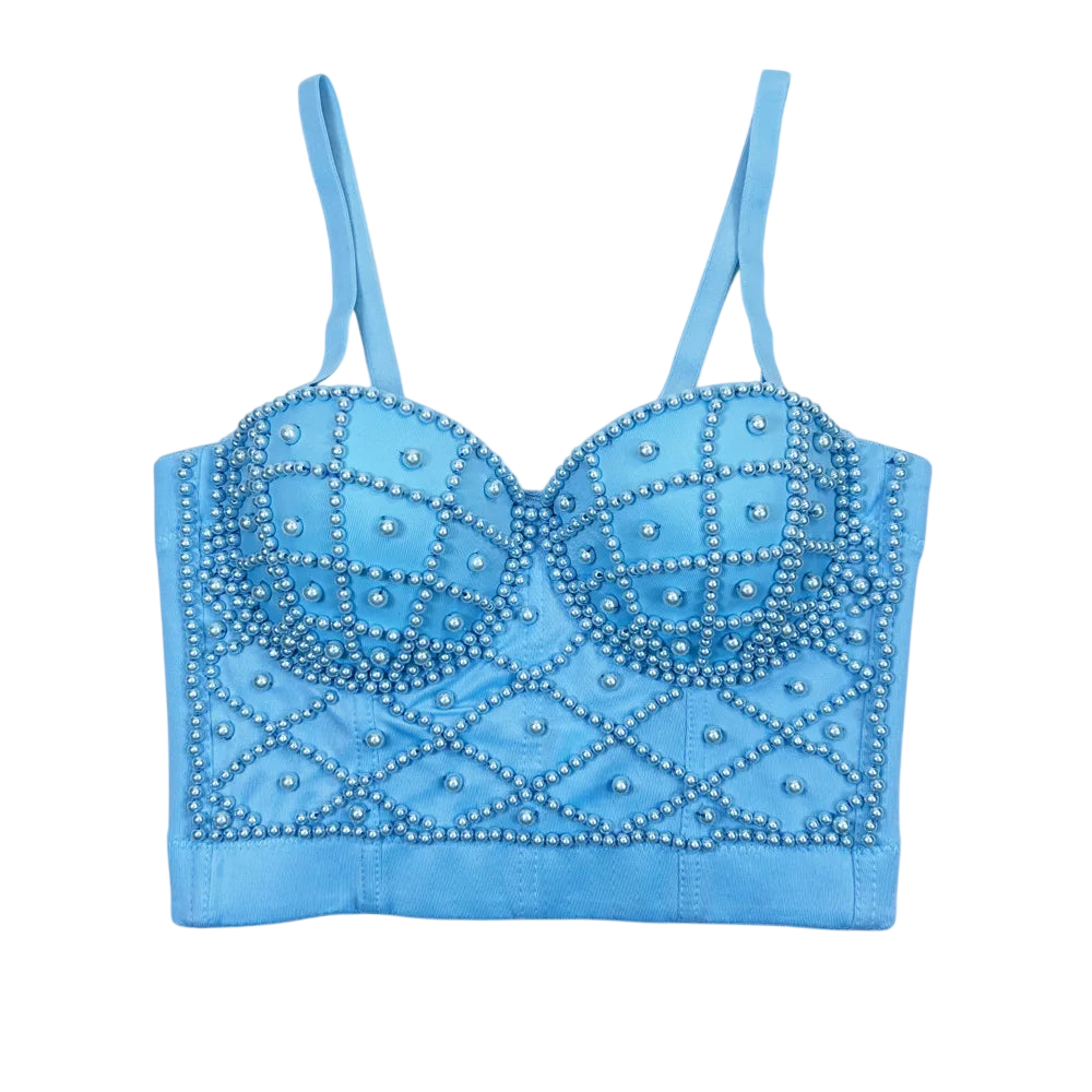 Women's Pearl Embellished Crop Top for Trendy Style
