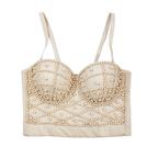 Crop top orné de perles pour femme, style tendance