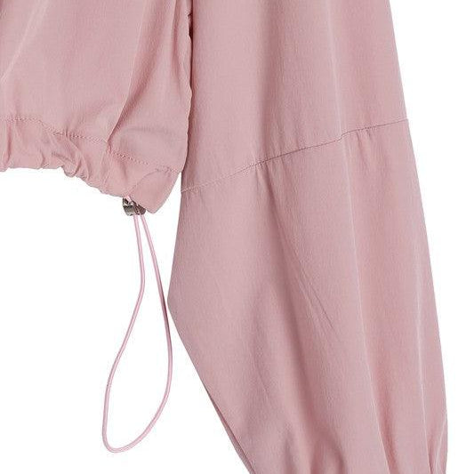 Women's Coats & Jackets Womens Pink Cropped Hooded Windbreaker