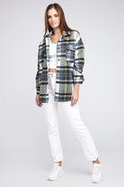 Women's Shirts Womens Plaid Textured Shirts with Big Checkered Point