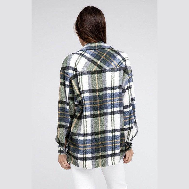 Womens Plaid Textured Shirts with Big Checkered Point - VacationGrabs
