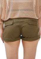 Women's Shorts Womens Pleated Flap Pocket Shorts