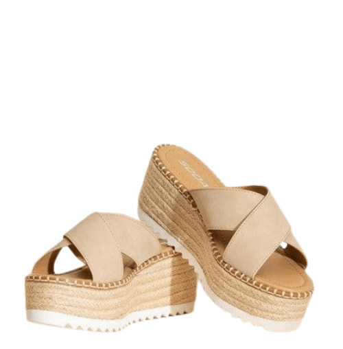 Women's Shoes - Sandals Womens Raffia Platform Slides