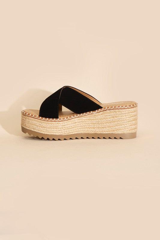 Women's Shoes - Sandals Womens Raffia Platform Slides